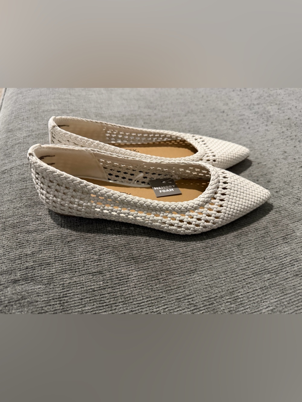 Falls Creek White Woven Pointed Toe Flats
